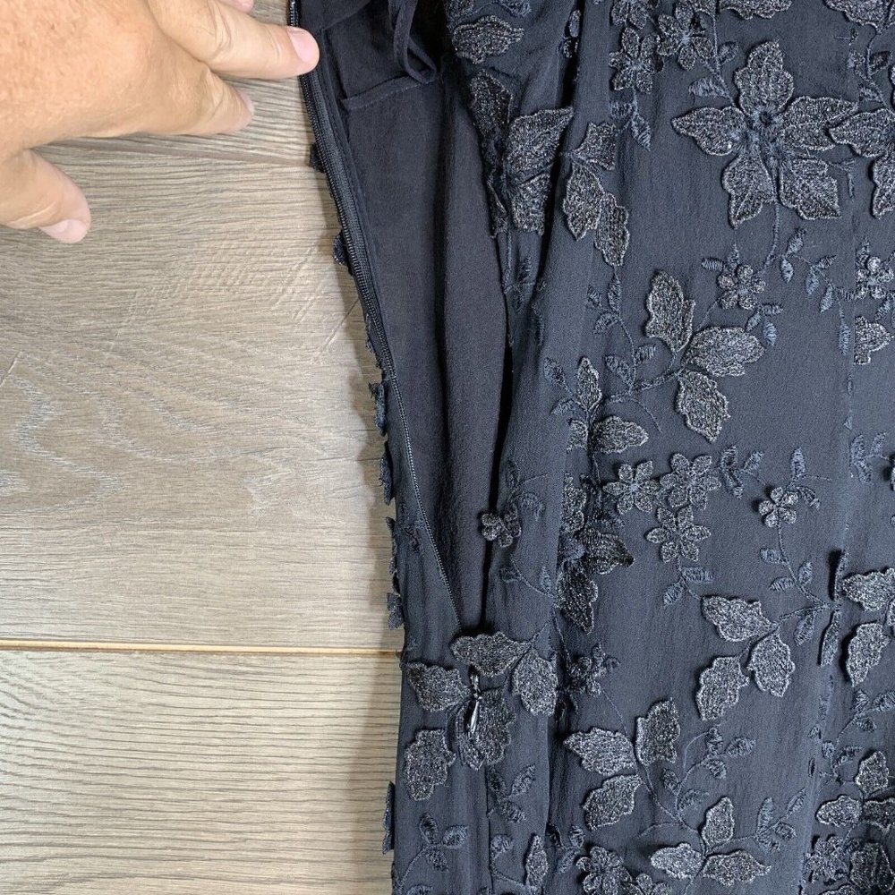Giorgio Armani Dress Womans 40 Black Silk Embroid Silk Flowers Sparkle Sp Straps - Picture 8 of 11